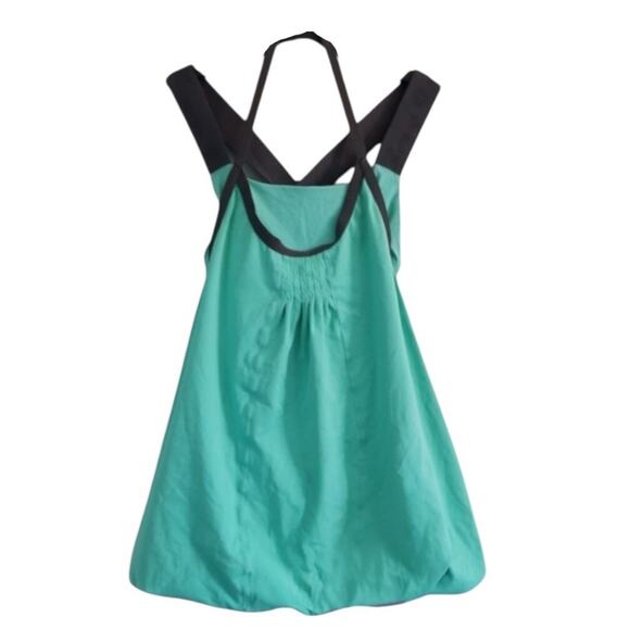 LULULEMON SPORT TANK TOP Size 6 Green Layered Bubble Hem Awareness Criss Cross - Picture 9 of 9
